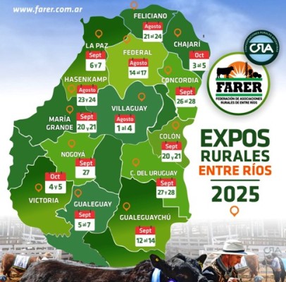Se conocieron las fechas de las exposiciones rurales entrerrianas